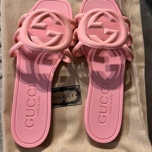 Gucci Pink Rubber Slides